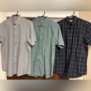 Van Heusen Traveller SS Shirts (3) - 16/16.5, Black, Taupe, Olive - Cotton/Poly